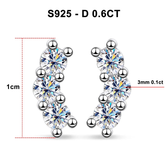 D VVS1 Full Moissanite Hoop Earrings – 925 Sterling Silver & 18K White Gold Plated