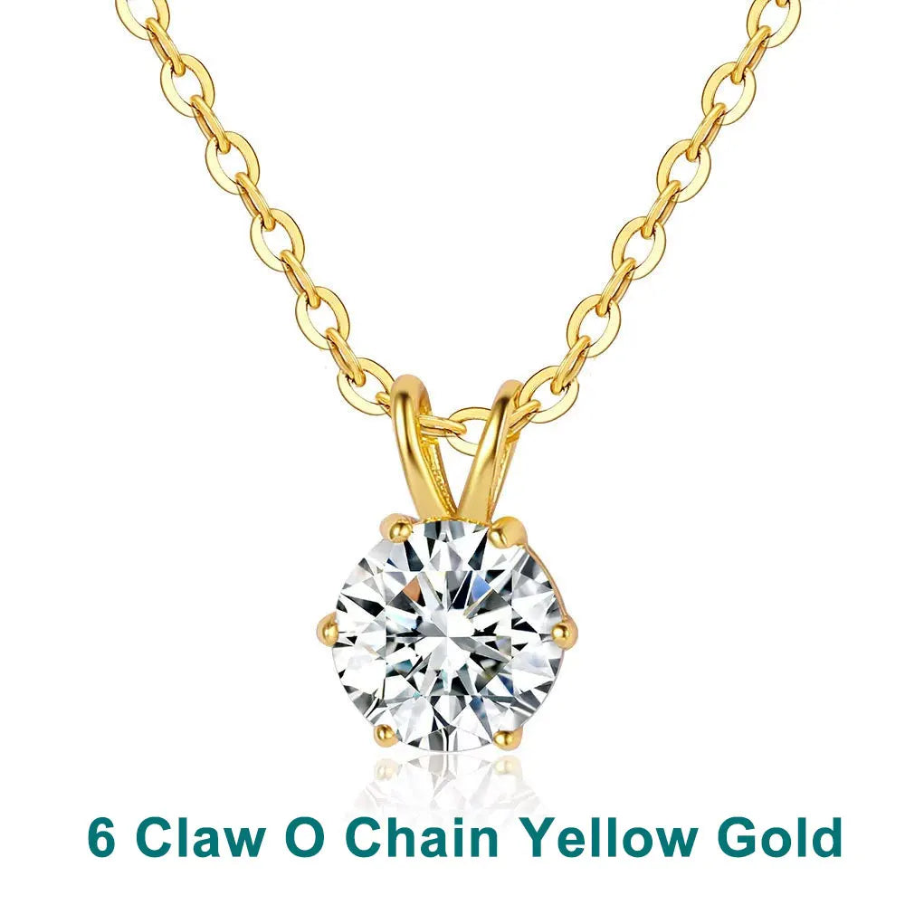 KNOBSPIN 1-5 CT Moissanite Necklace Solitaire Pandent GRA Certified Dainty s925 Sterling Silver 18k Classic Necklaces for Women
