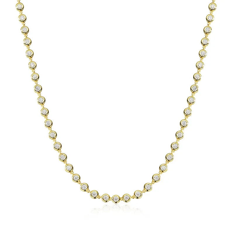 3mm Round Moissanite Tennis Necklace – GRA Certified S925 Sterling Silver